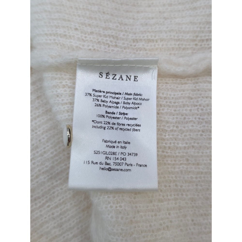 Sezane Barry Cardigan Women XS Ecru Mohair Alpaca Blend Reversible Knit Sweater - Picture 5 of 9